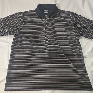 PGA Tour Polo Shirt Men's XL Gray Striped Lightweight Casual Athletic Golf Wear